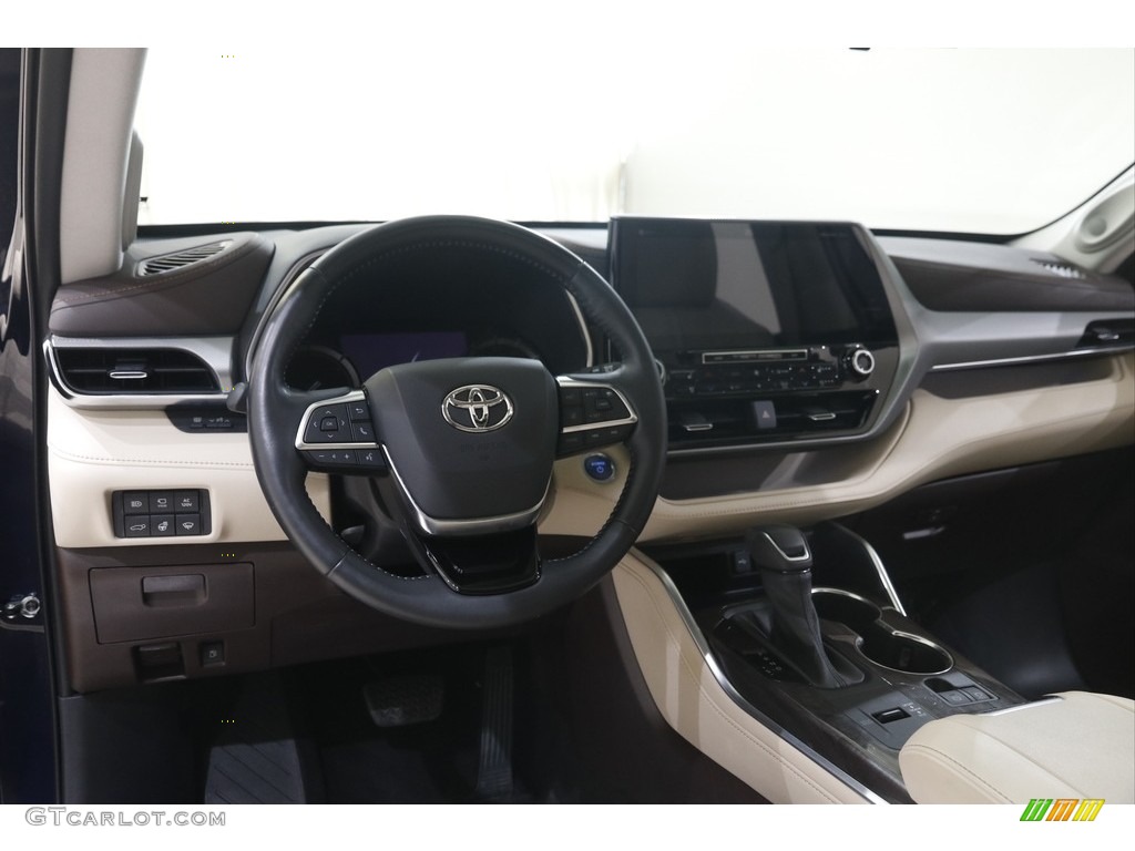 2021 Toyota Highlander Hybrid Platinum AWD Harvest Beige Dashboard Photo #146015268