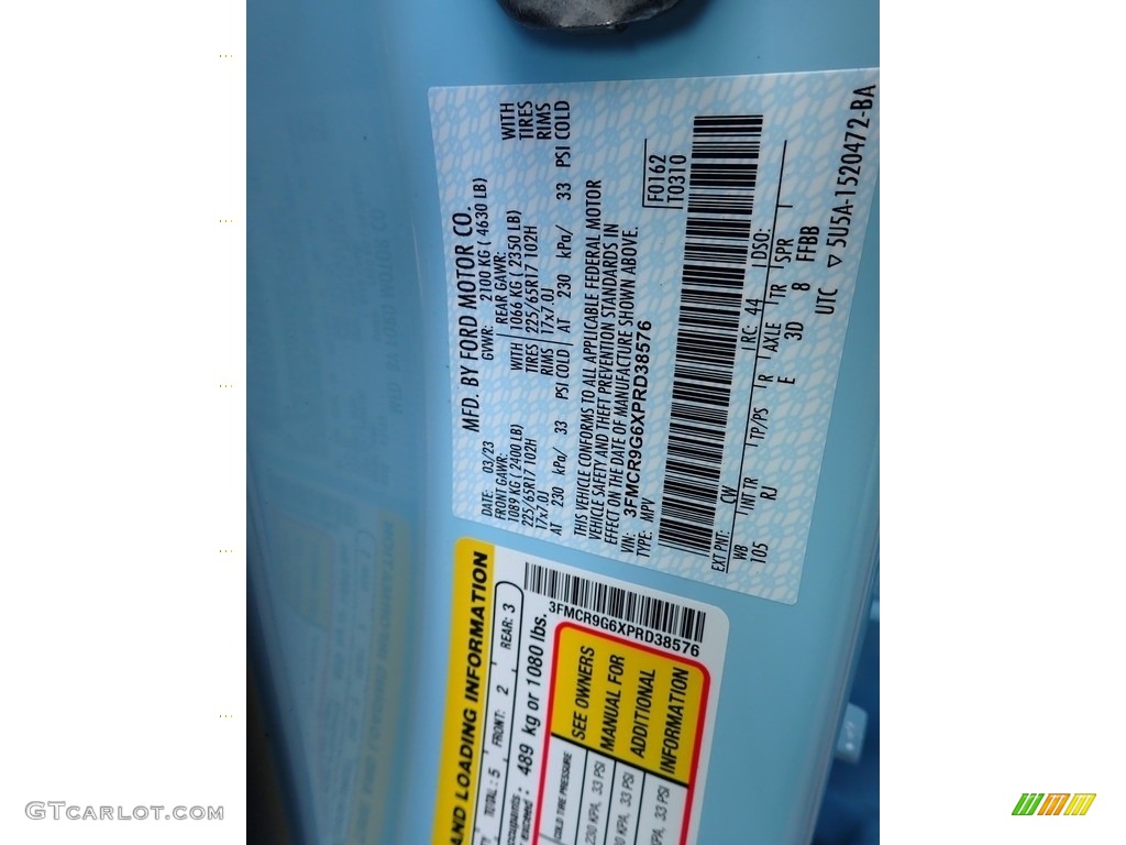 2023 Bronco Sport Color Code CW for Robins Egg Blue Photo #146017109