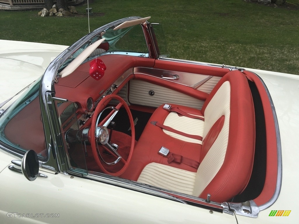 Red/White Interior 1956 Ford Thunderbird Roadster Photo #146018220