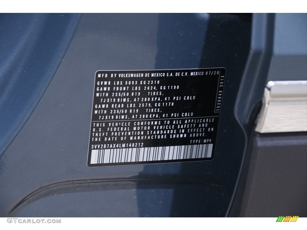 2020 Tiguan SE 4MOTION - Blue Silk Metallic / Titan Black photo #21