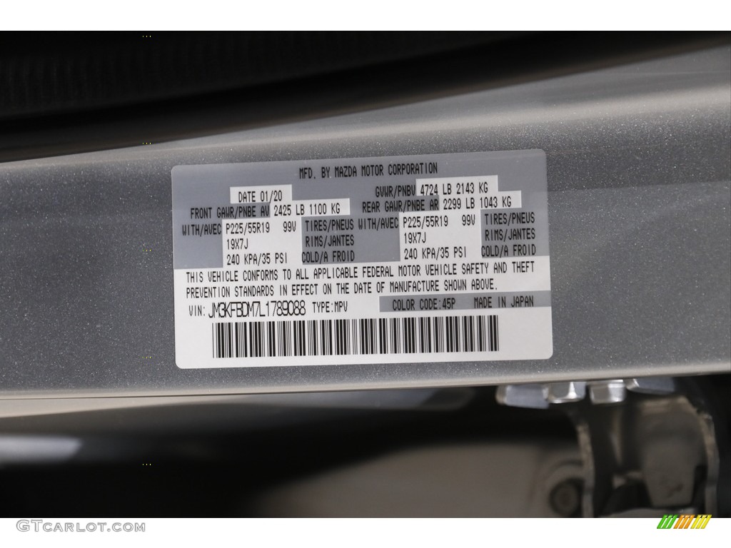 2020 Mazda CX-5 Grand Touring AWD Color Code Photos