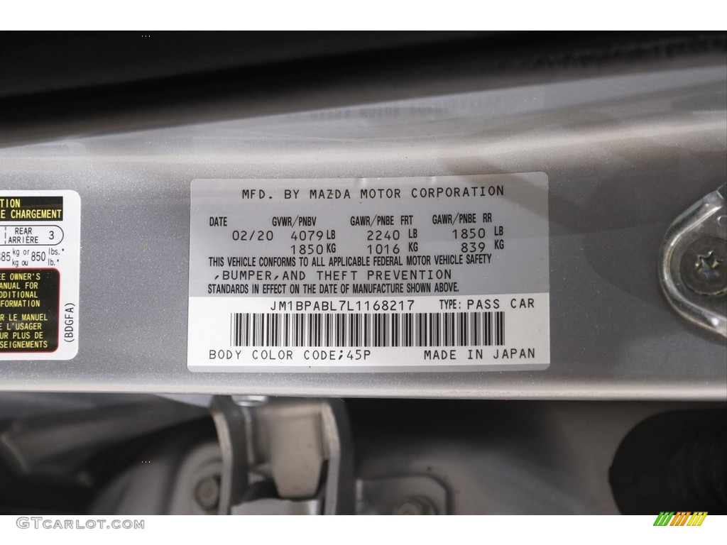 2020 MAZDA3 Sedan - Sonic Silver Metallic / Black photo #20