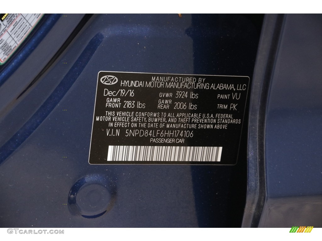 2017 Elantra SE - Lakeside Blue / Gray photo #20