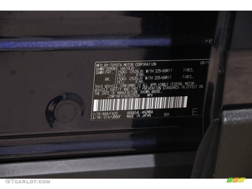 2019 RAV4 XLE AWD - Blueprint / Black photo #20