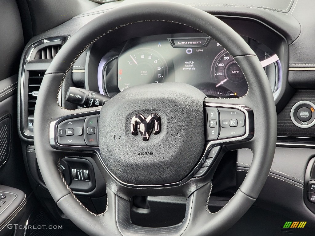 2023 Ram 1500 Limited Crew Cab 4x4 Black Steering Wheel Photo #146028401