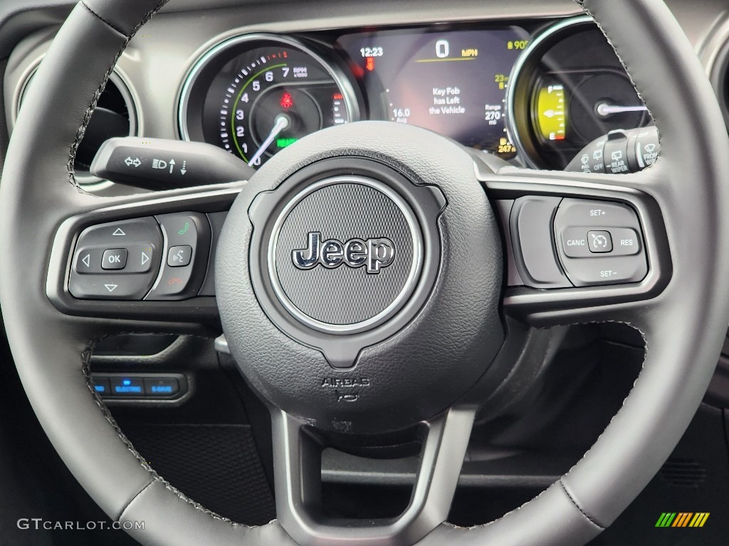 2023 Jeep Wrangler Unlimited Willys 4XE Hybrid Black Steering Wheel Photo #146028935