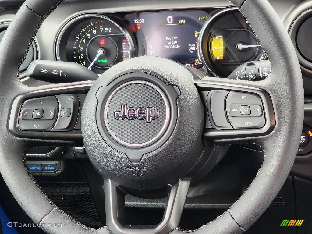 2023 Jeep Wrangler Unlimited Willys 4XE Hybrid Black Steering Wheel Photo #146030285
