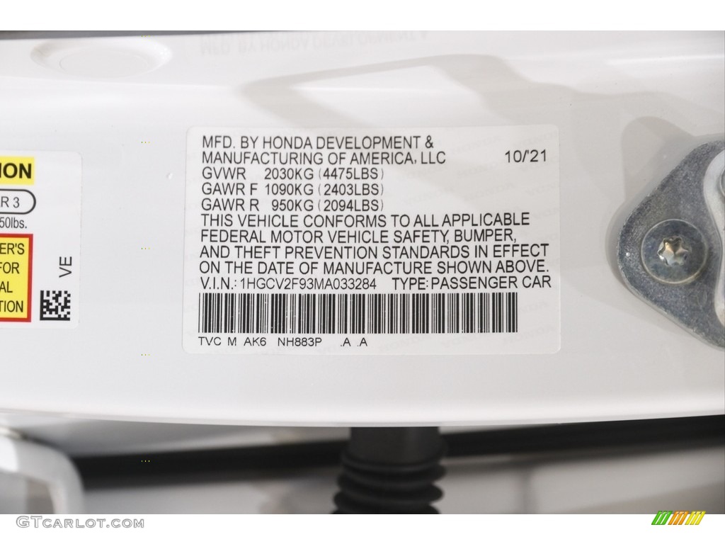 2021 Accord Touring - Platinum White Pearl / Black photo #24