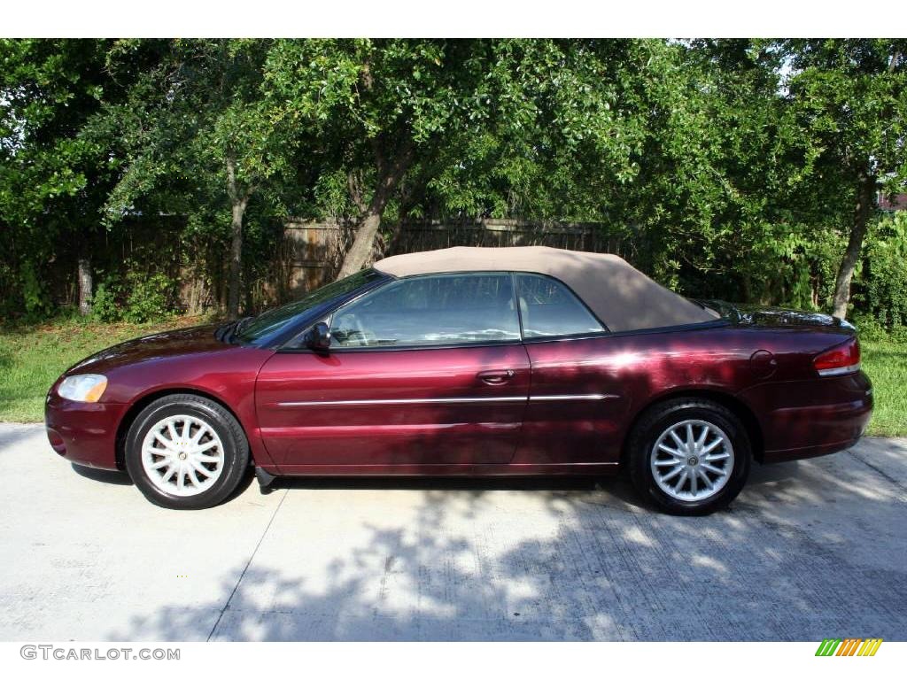 2001 Sebring LXi Convertible - Dark Garnet Red Pearlcoat / Taupe photo #3