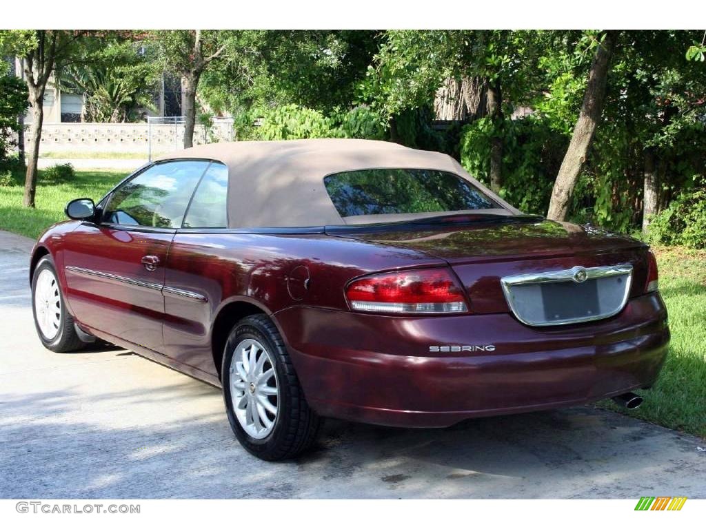 2001 Sebring LXi Convertible - Dark Garnet Red Pearlcoat / Taupe photo #6