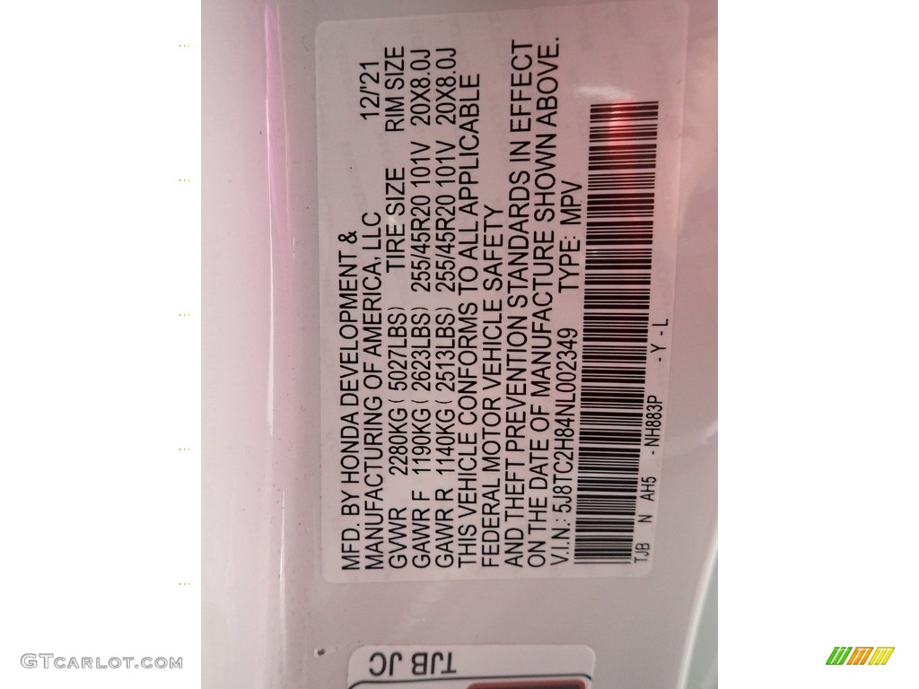 2022 RDX Color Code NH883P for Platinum White Pearl Photo #146041193