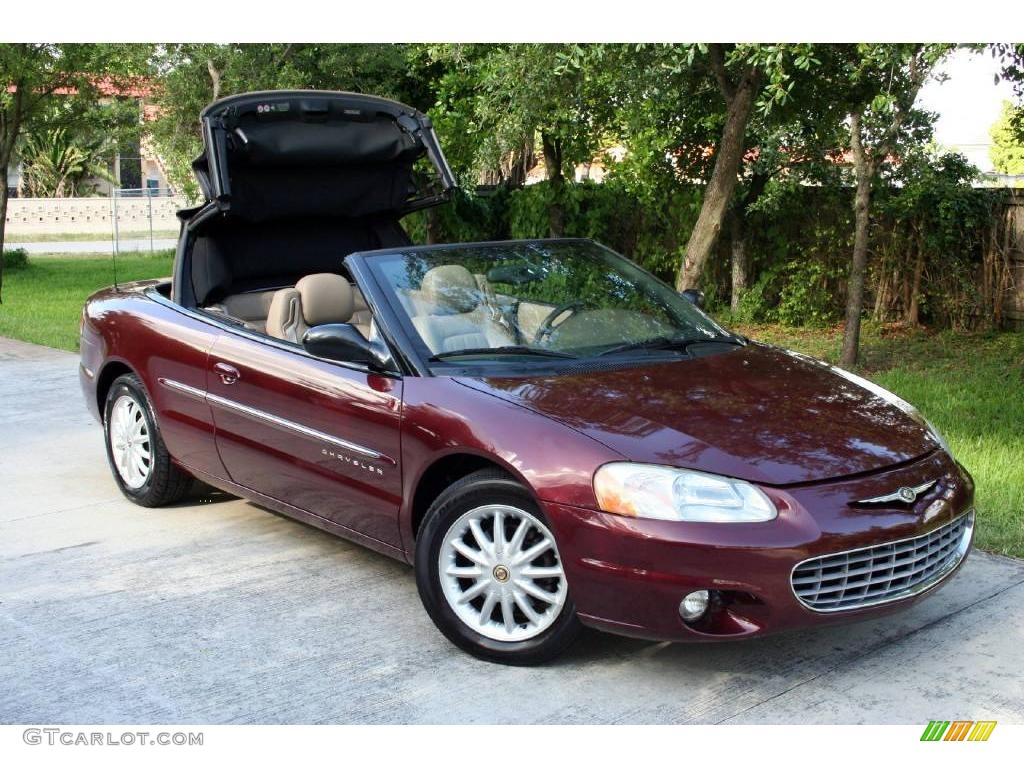 2001 Sebring LXi Convertible - Dark Garnet Red Pearlcoat / Taupe photo #33
