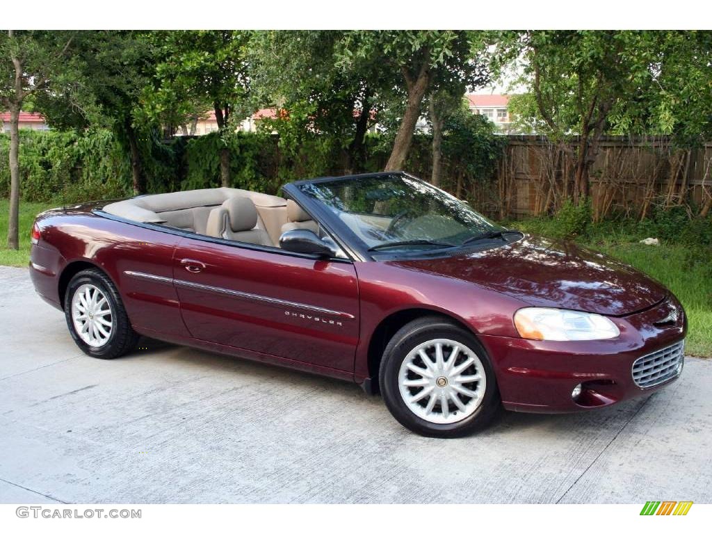 2001 Sebring LXi Convertible - Dark Garnet Red Pearlcoat / Taupe photo #35