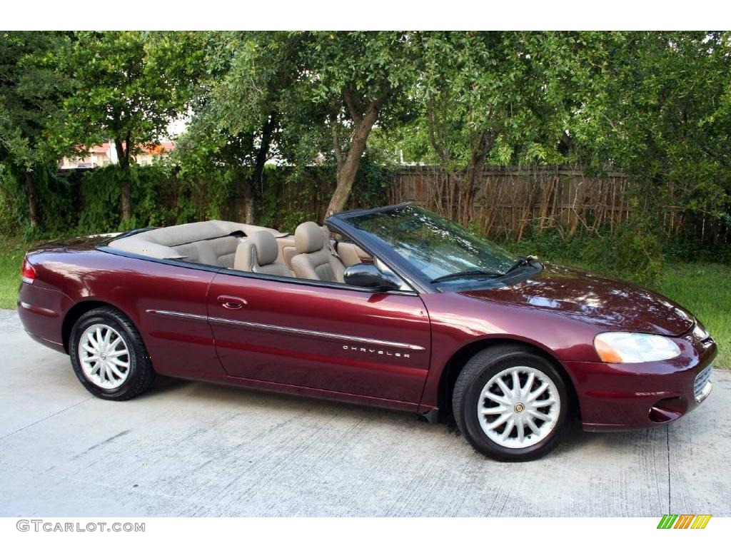 2001 Sebring LXi Convertible - Dark Garnet Red Pearlcoat / Taupe photo #36