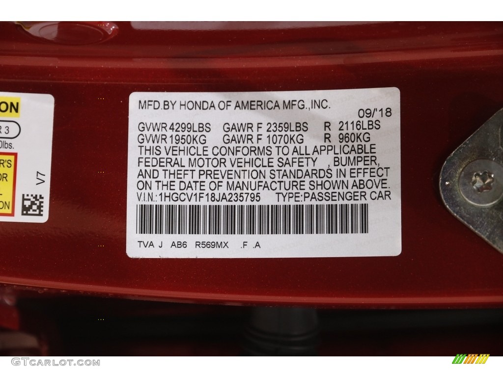 2018 Accord LX Sedan - Radiant Red Metallic / Gray photo #21