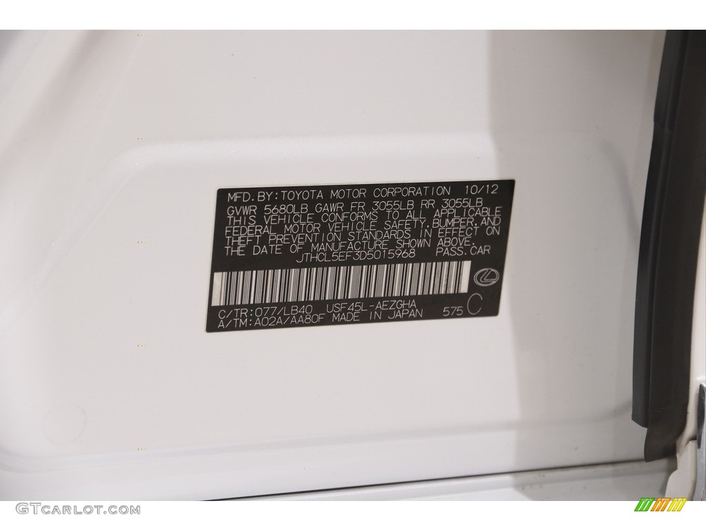 2013 LS Color Code 077 for Starfire White Pearl Photo #146047809