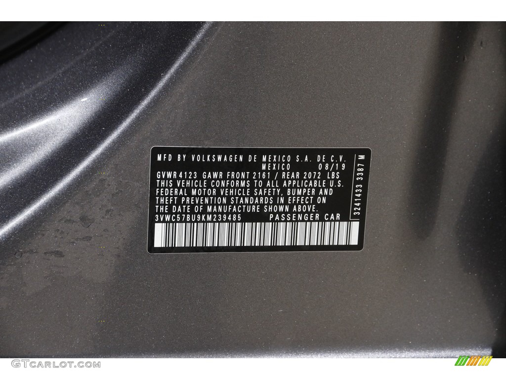 2019 Jetta R-Line - Platinum Gray Metallic / Titan Black/Storm Gray photo #21