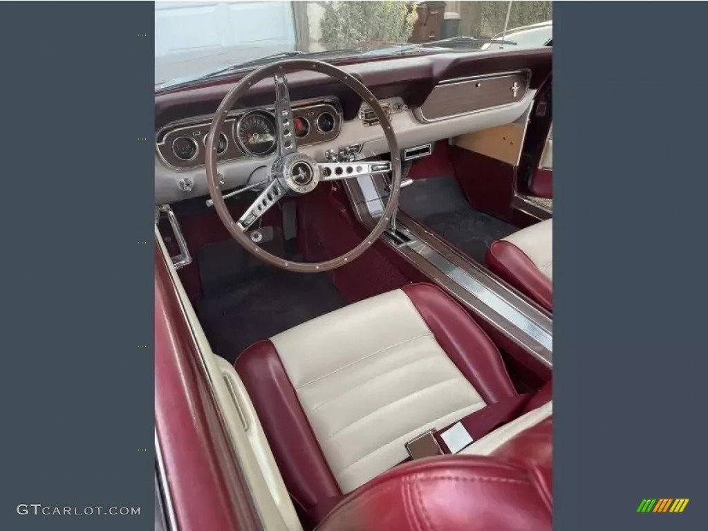 White/Burgundy Interior 1966 Ford Mustang Coupe Photo #146058124