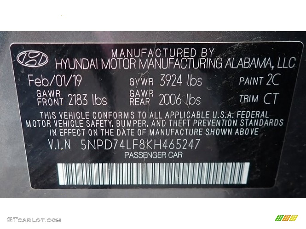 2019 Elantra SE - Machine Gray / Black photo #42