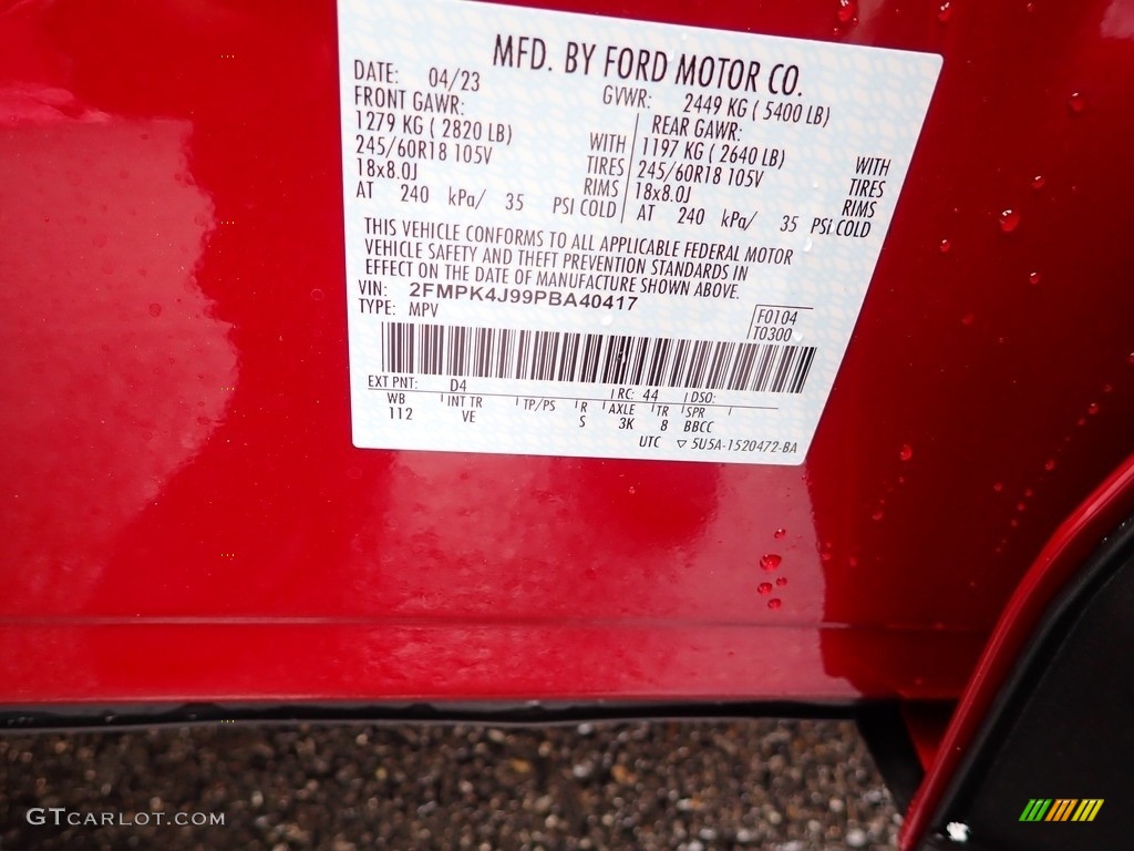 2023 Ford Edge SEL AWD Color Code Photos