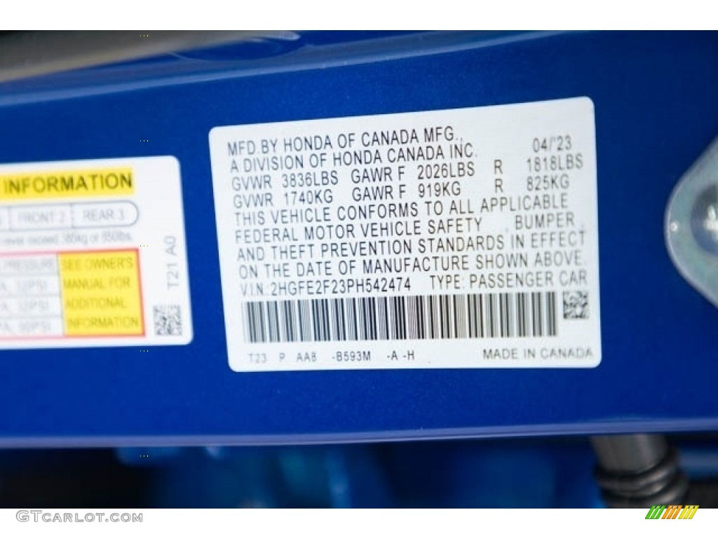 2023 Civic LX - Aegean Blue Metallic / Black photo #41
