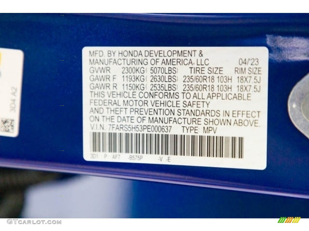 2023 CR-V Color Code B575P for Still Night Pearl Photo #146063193