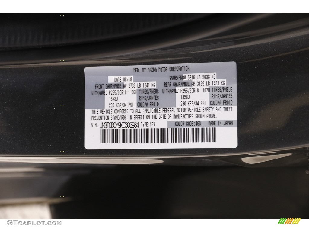 2019 CX-9 Color Code 46G for Machine Gray Metallic Photo #146066459