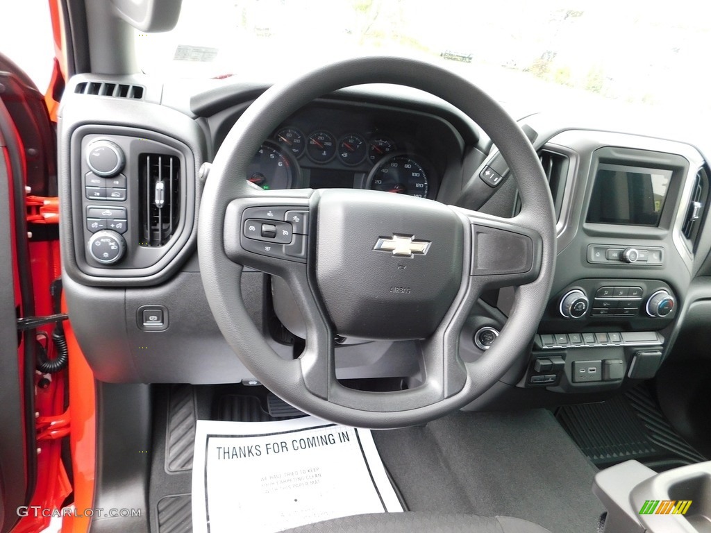 2023 Chevrolet Silverado 1500 Custom Crew Cab 4x4 Jet Black Steering Wheel Photo #146066969