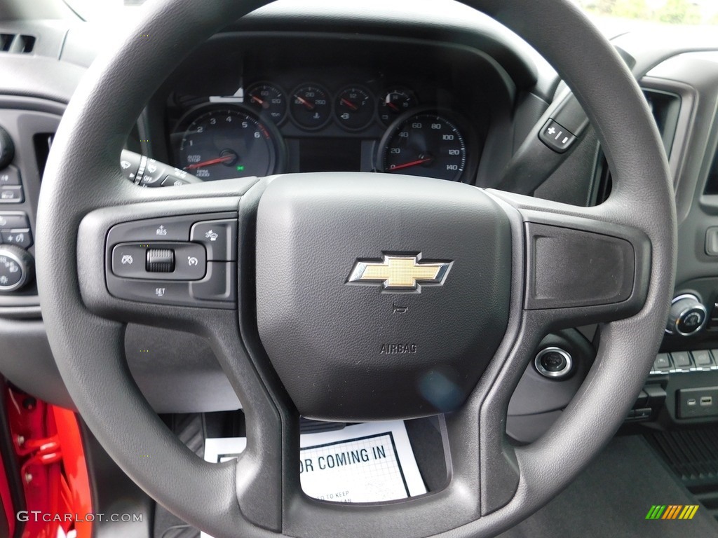 2023 Chevrolet Silverado 1500 Custom Crew Cab 4x4 Jet Black Steering Wheel Photo #146066996