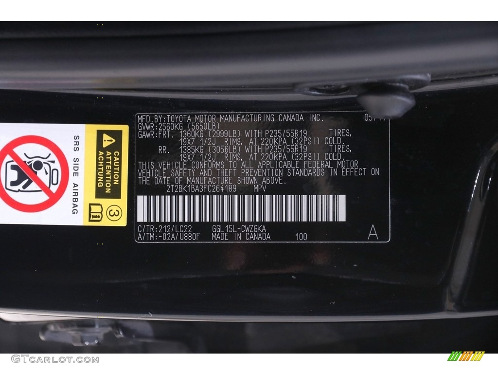 2015 Lexus RX 350 F Sport AWD Color Code Photos