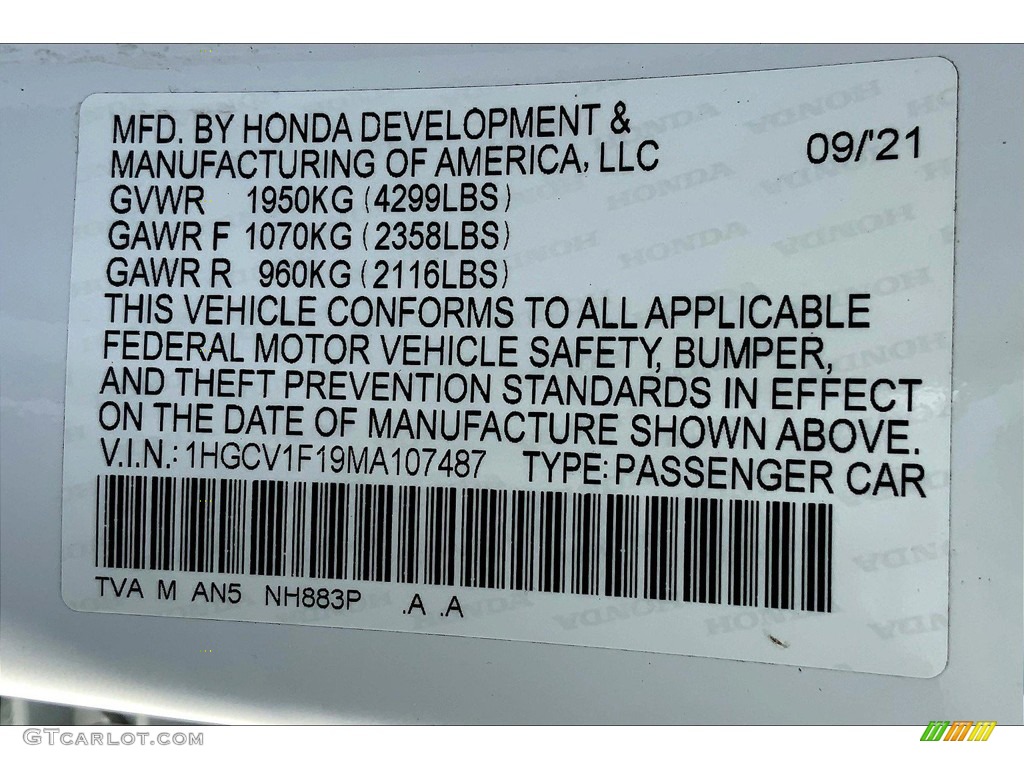 2021 Accord LX - Platinum White Pearl / Black photo #32