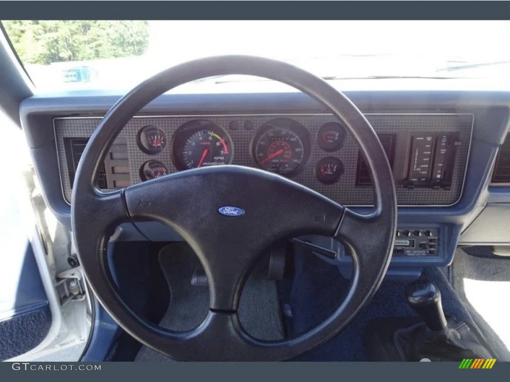 1986 Ford Mustang LX Coupe Blue Steering Wheel Photo #146075868