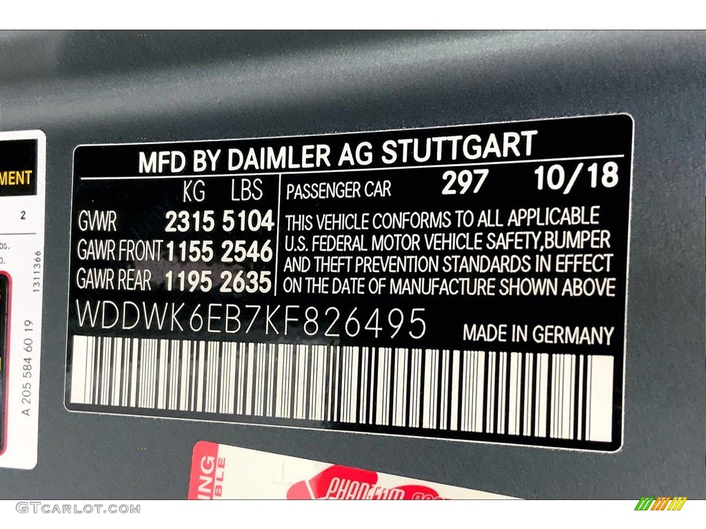 2019 C Color Code 297 for designo Selenite Grey Magno (Matte) Photo #146077569