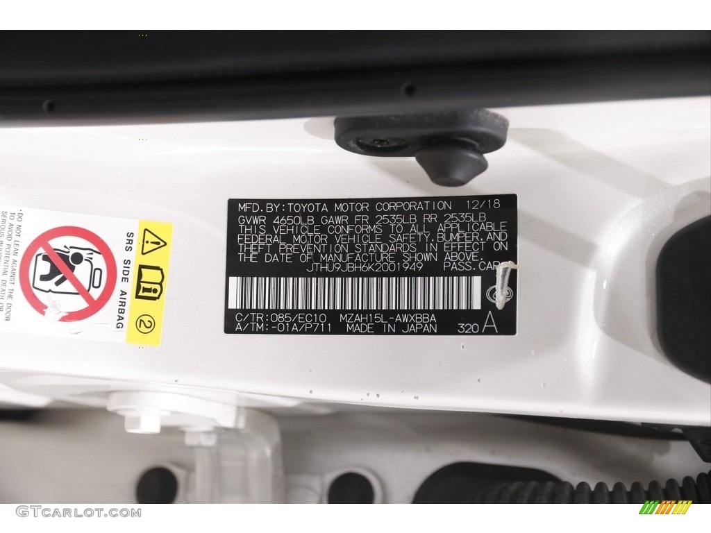 2019 UX Color Code 085 for Eminent White Pearl Photo #146078073