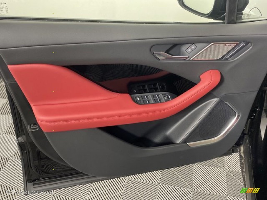 2023 Jaguar I-PACE HSE AWD Mars Red/Flame Red Stitching Door Panel Photo #146080872