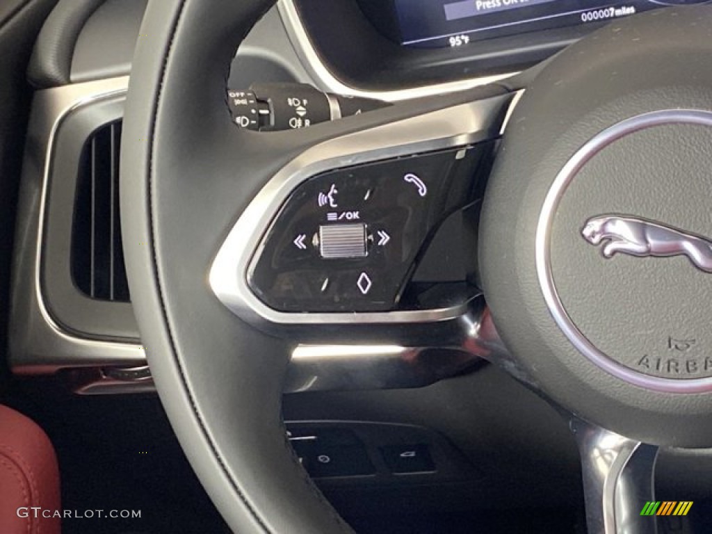 2023 Jaguar I-PACE HSE AWD Mars Red/Flame Red Stitching Steering Wheel Photo #146080962