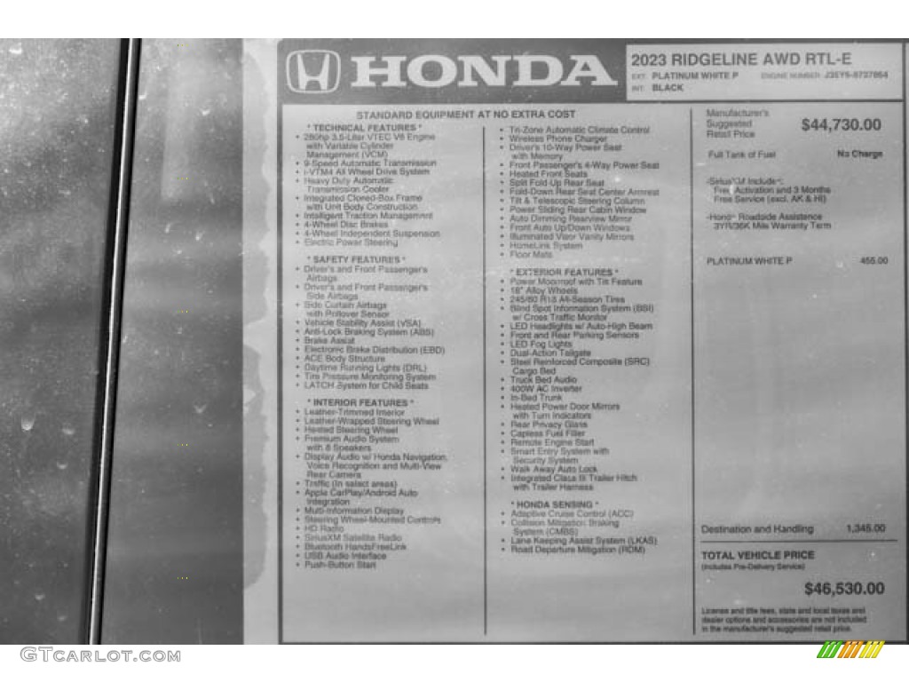 2023 Honda Ridgeline RTL-E AWD Window Sticker Photos