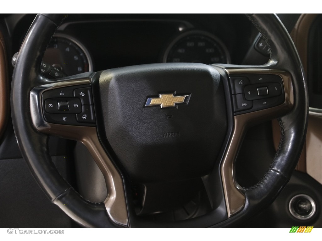 2019 Chevrolet Silverado 1500 High Country Crew Cab 4WD Jet Black/Umber Steering Wheel Photo #146091173