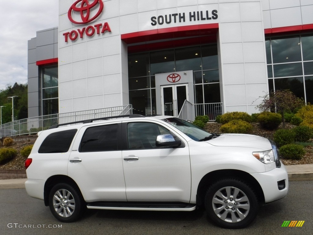 2015 Sequoia Platinum 4x4 - Blizzard Pearl / Red Rock photo #1