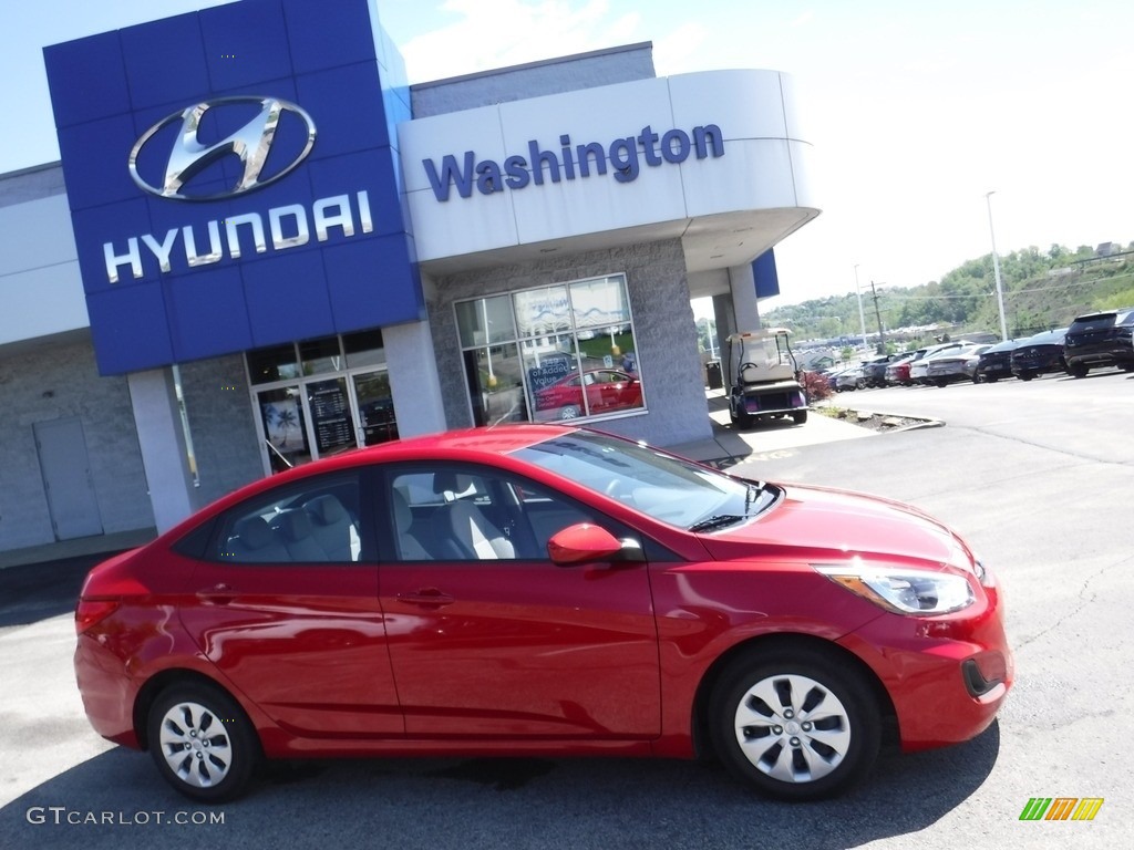 2016 Accent SE Sedan - Boston Red / Gray photo #2