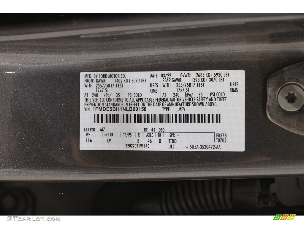 2022 Bronco Color Code M7 for Carbonized Gray Metallic Photo #146093829