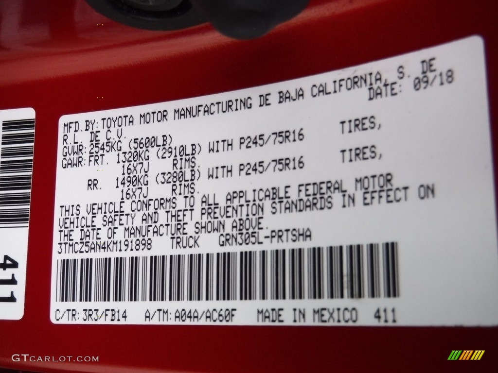 2019 Tacoma SR Double Cab 4x4 - Barcelona Red Metallic / Cement Gray photo #29