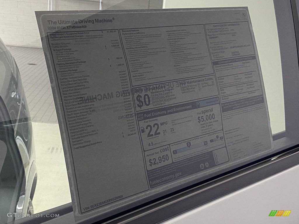 2024 BMW X7 xDrive40i Window Sticker Photo #146106811