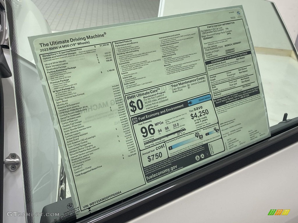 2023 BMW i4 Series M50 Window Sticker Photos