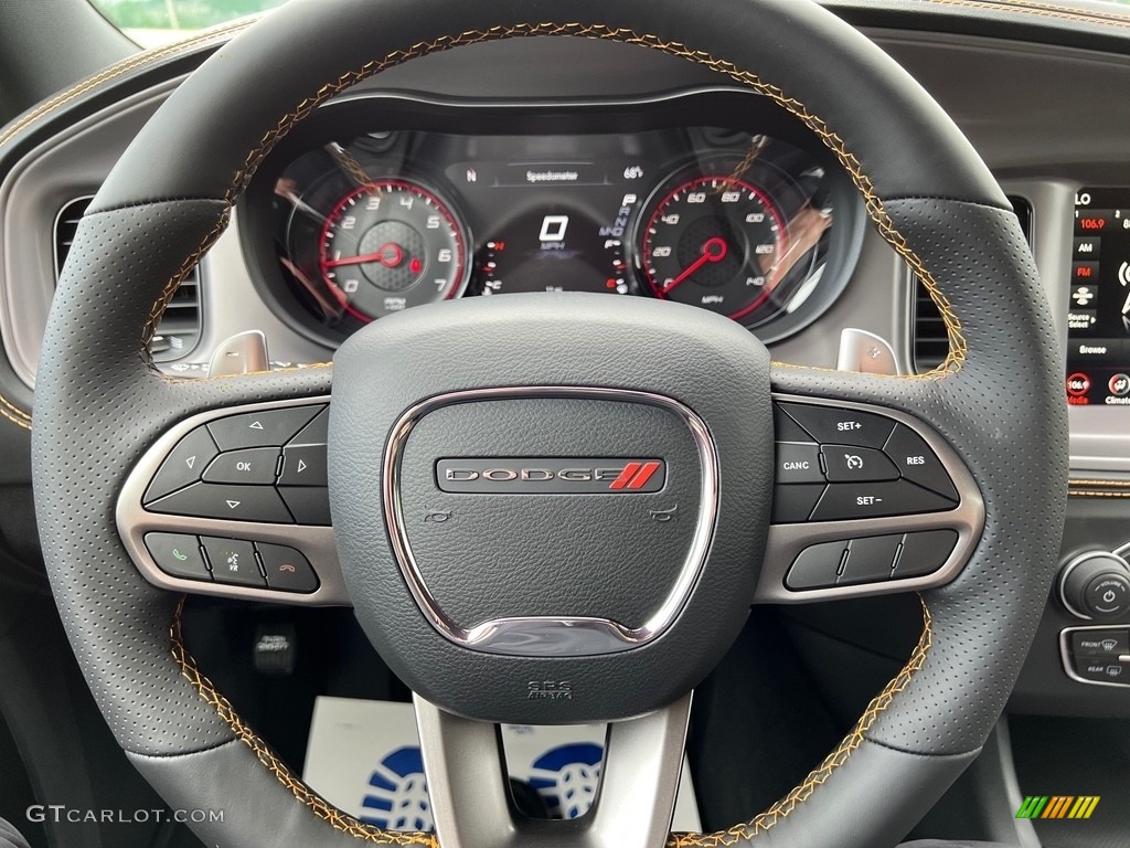 2023 Dodge Charger GT Plus Hemi Orange Package Black Steering Wheel Photo #146120429