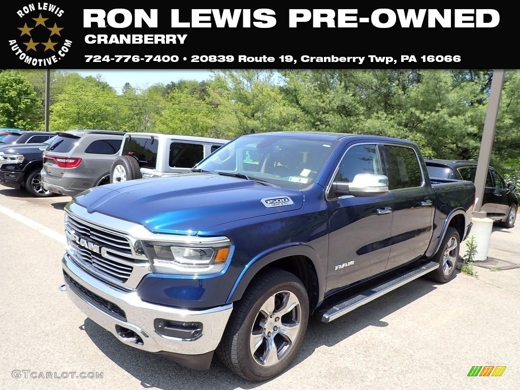 2019 1500 Laramie Crew Cab 4x4 - Patriot Blue Pearl / Black photo #1