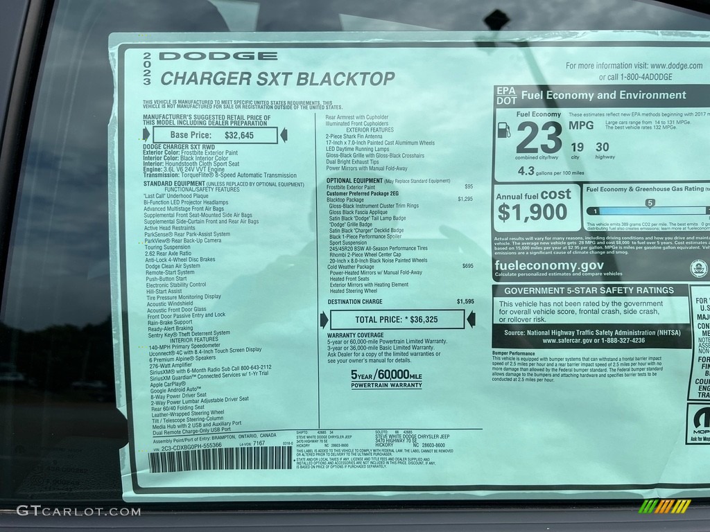 2023 Charger SXT Blacktop - Frostbite / Black photo #27