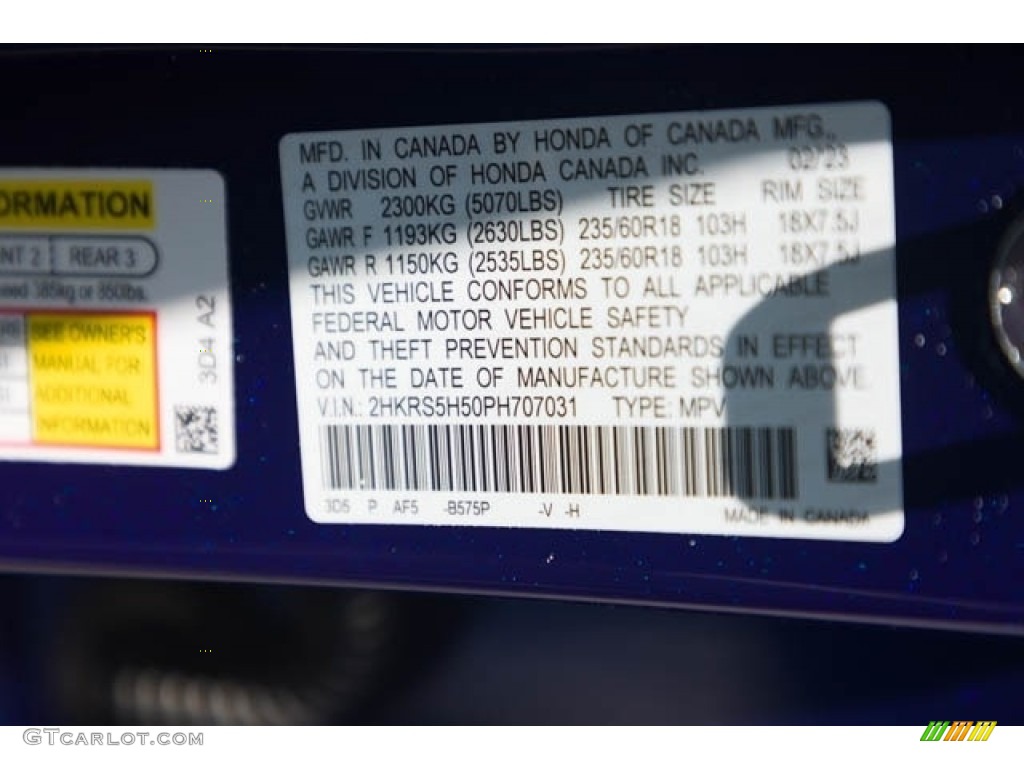 2023 CR-V Color Code B575P for Still Night Pearl Photo #146130382
