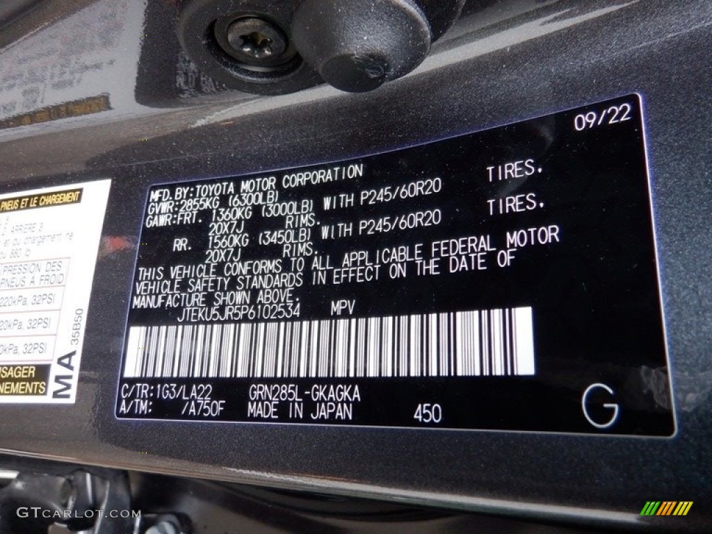 2023 4Runner Color Code 1G3 for Magnetic Gray Metallic Photo #146131945