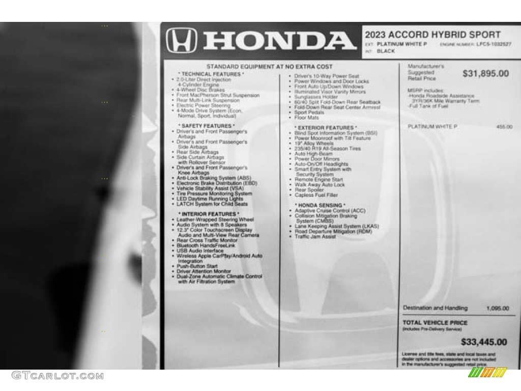 2023 Honda Accord Sport Hybrid Window Sticker Photo #146134855